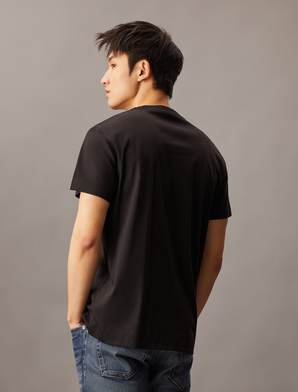 Embossed Monogram Slim Tee, Black, hi-res