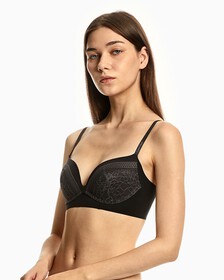 INVISIBLES LACE PUSH UP PLUNGE BRA, Black, hi-res