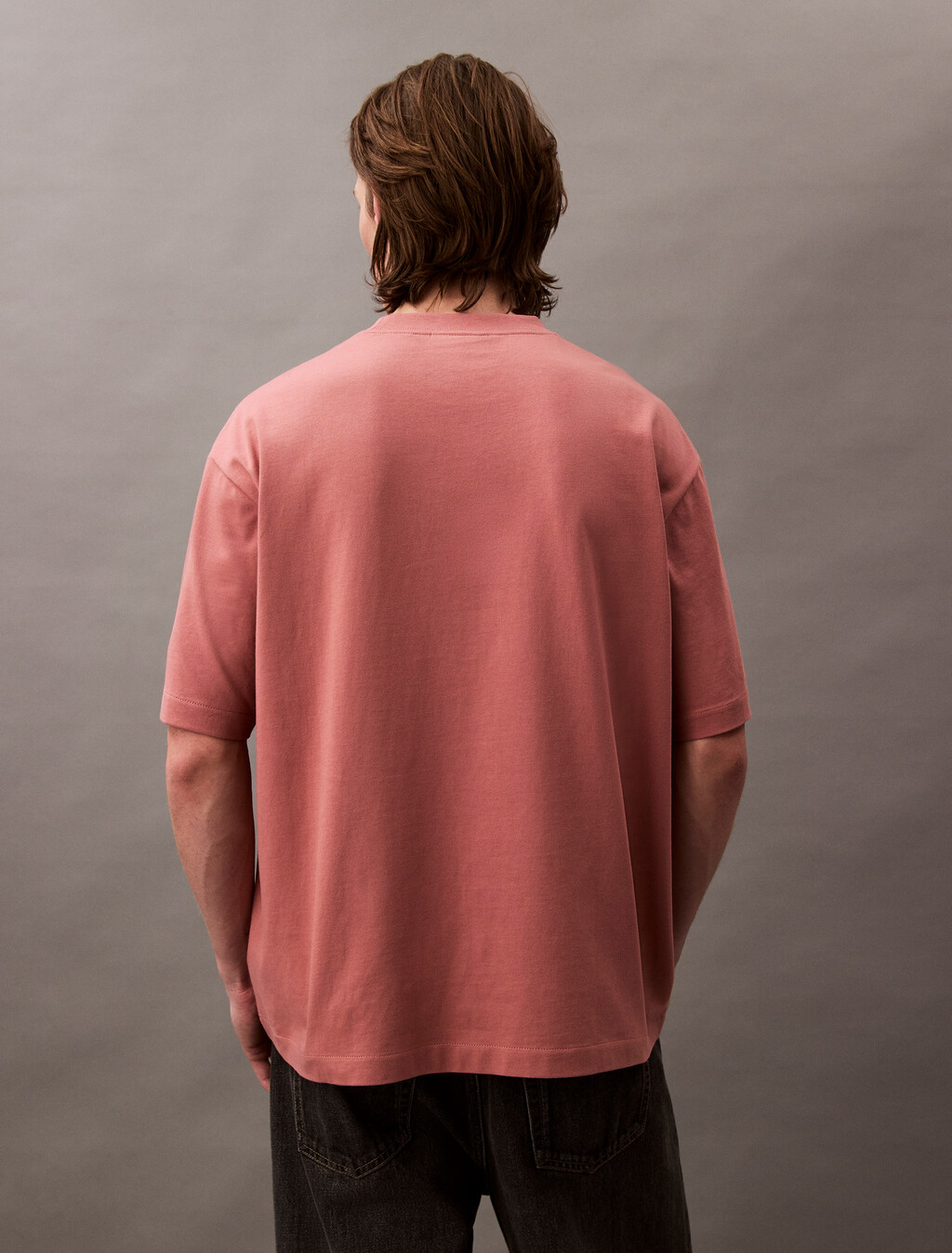 Calvin Logo Crew Neck Tee, Light Mahogany, hi-res
