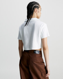 Relaxed Ribbed Polo Shirt, Bright White, hi-res