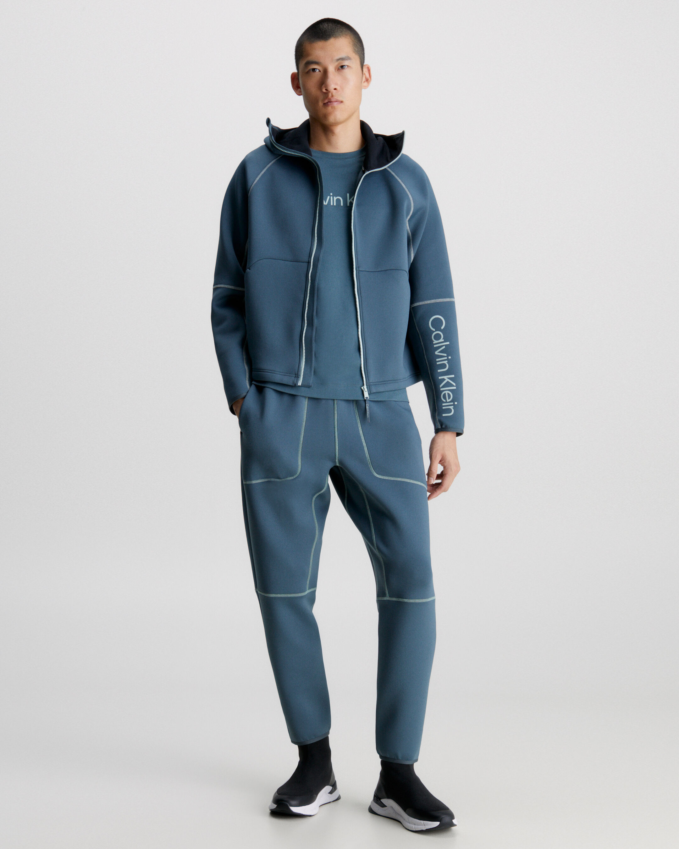 Calvin klein grey tracksuit mens discount