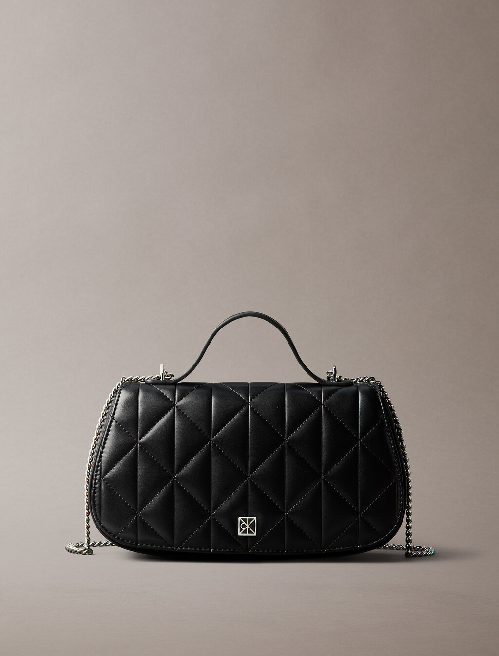 Quilted Emblem Logo Chain Bag, Black, hi-res