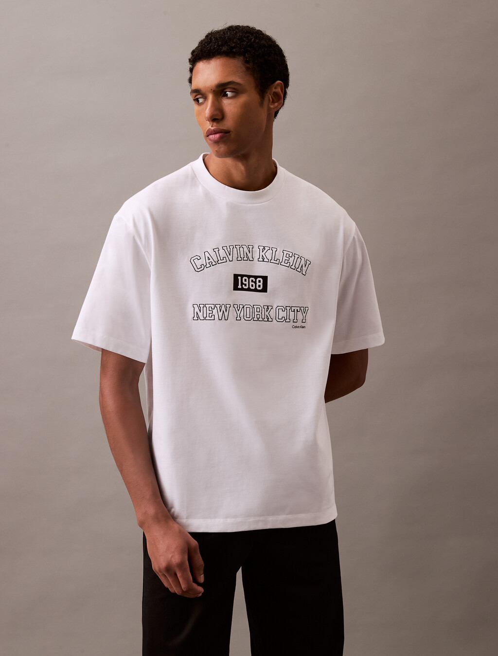 Calvin Klein New York Relaxed Varsity Tee, Brilliant White, hi-res