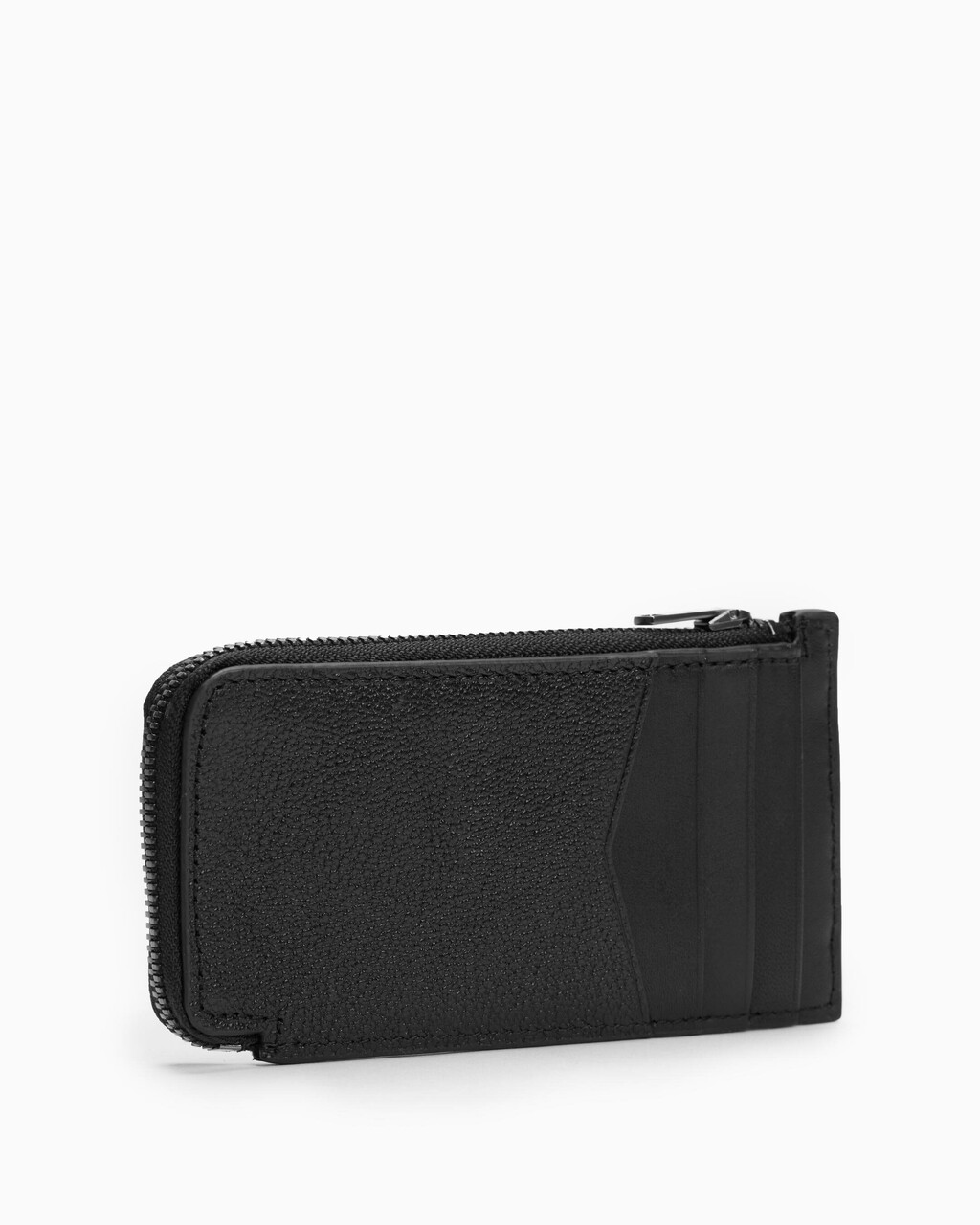 MICRO PEBBLE J ZIP CARD AND COIN CASE, BLACK, hi-res