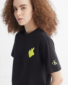 YEAR OF THE RABBIT FLOCKED APPLIQUE TEE, CK BLACK, hi-res