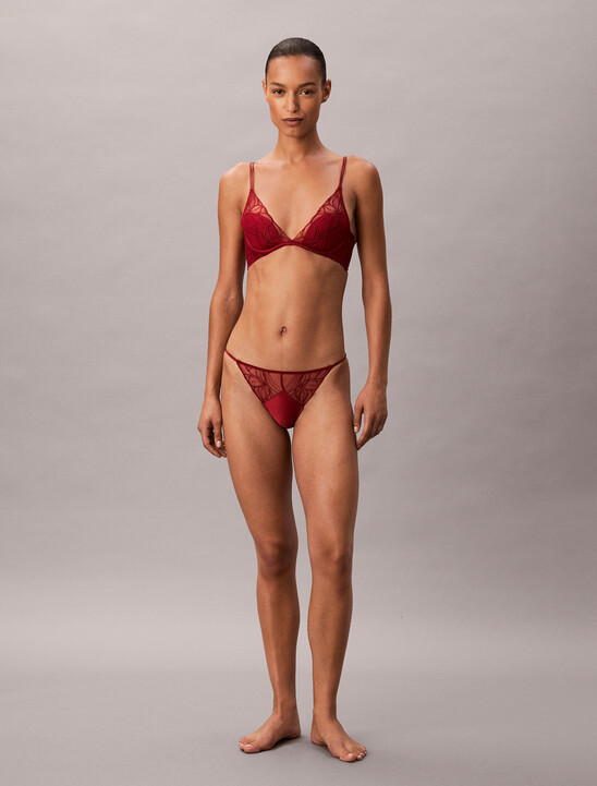 String Bikini Briefs - CK Black Floral Lace