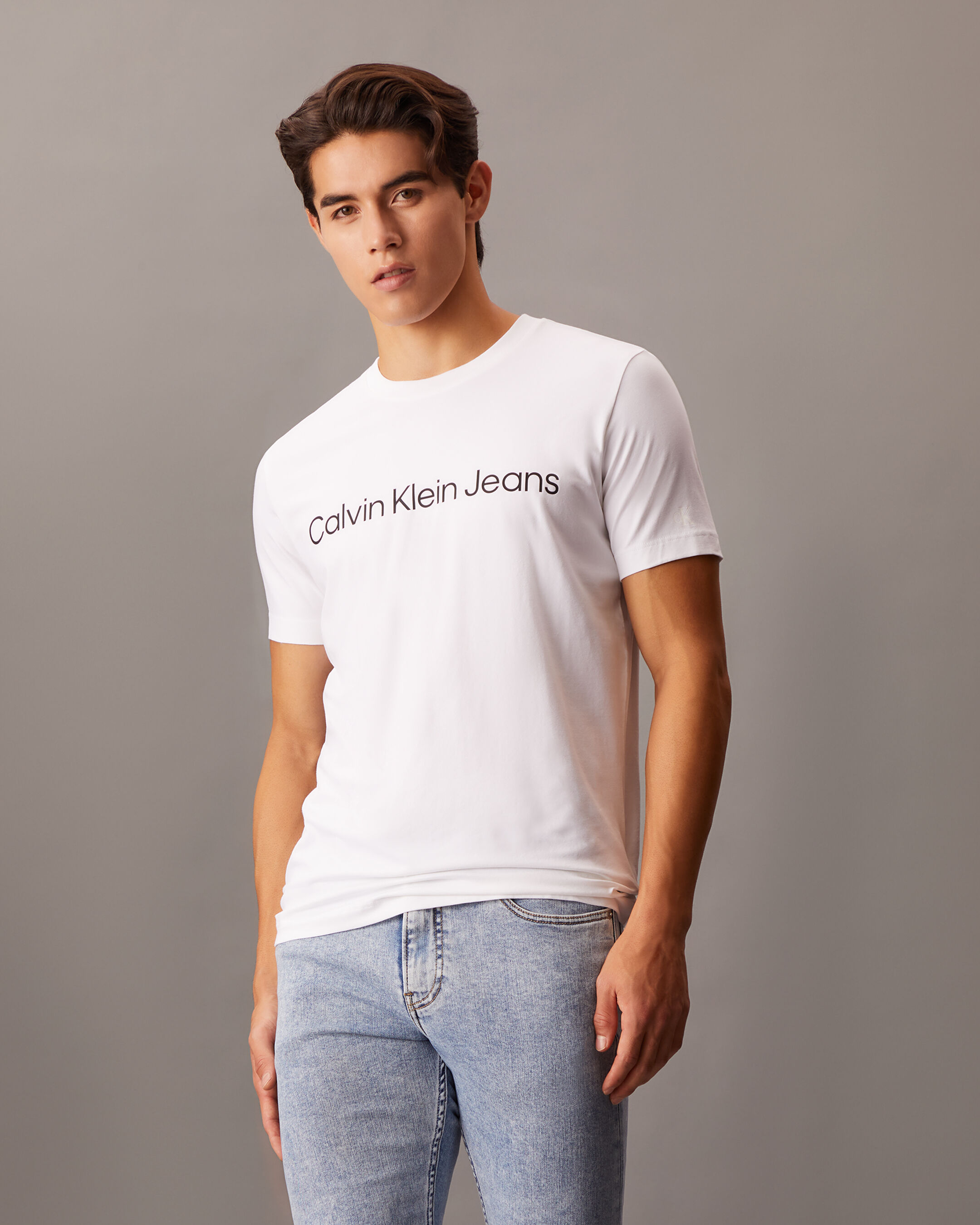 Institutional Logo Slim Short Sleeve Tee natural Calvin Klein Singapore