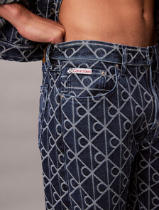 Allover Logo 90's Straight Jeans, INDIGO EMBLEM, hi-res
