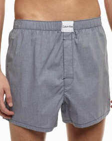 PURE COTTON SLEEP SLIM BOXERS, Blue Chambray Heather, hi-res