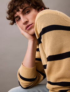 Striped Relaxed Polo, Lemon Peel, hi-res