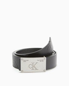 STUDDED LOGO PLAQUE BELT 35MM, BLACK, hi-res