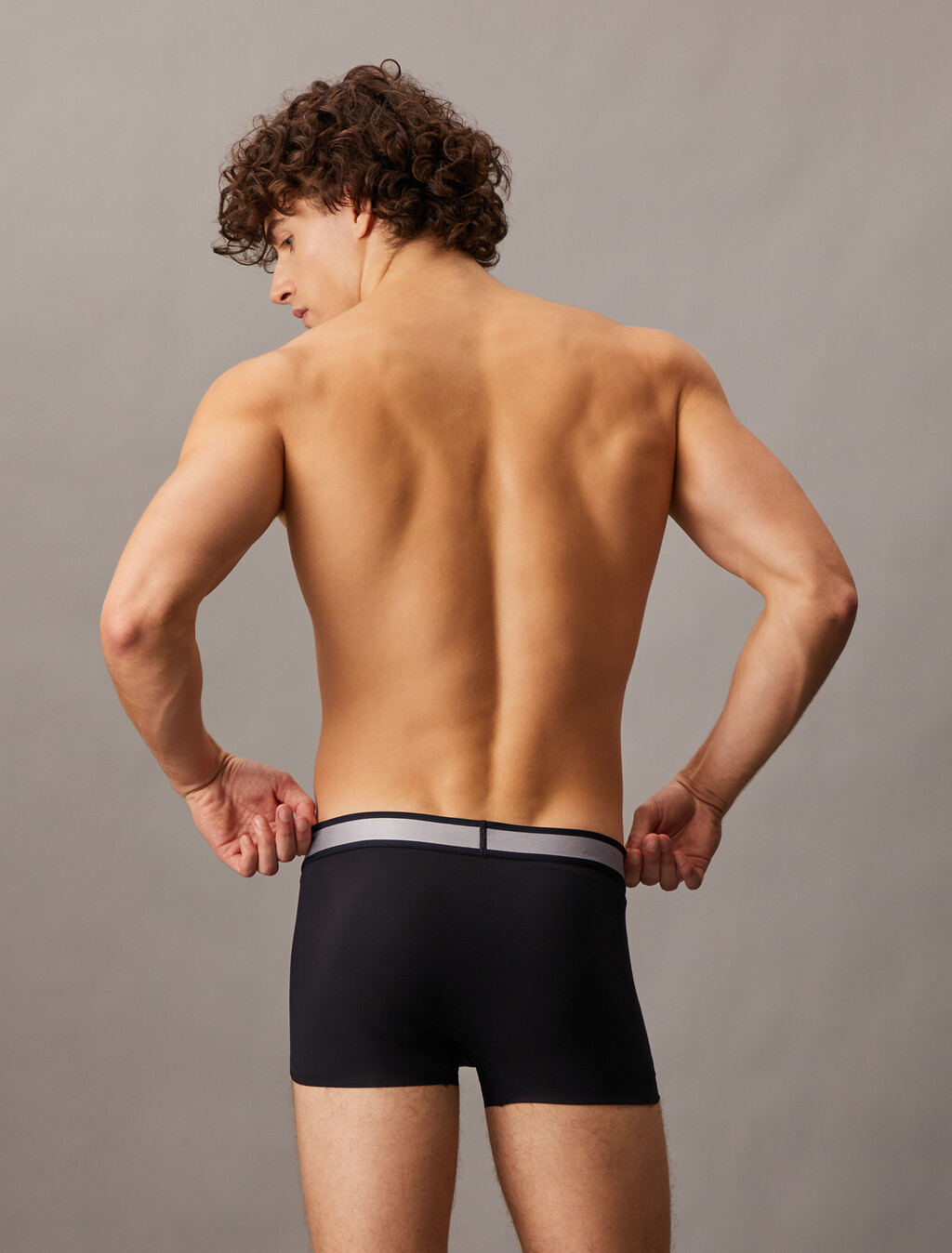 Tonal Logo Microfiber Low Rise Trunks, Black, hi-res