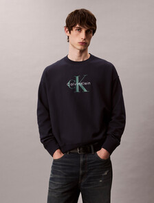 Oversized Monogram Sweatshirt, Dark Sapphire, hi-res