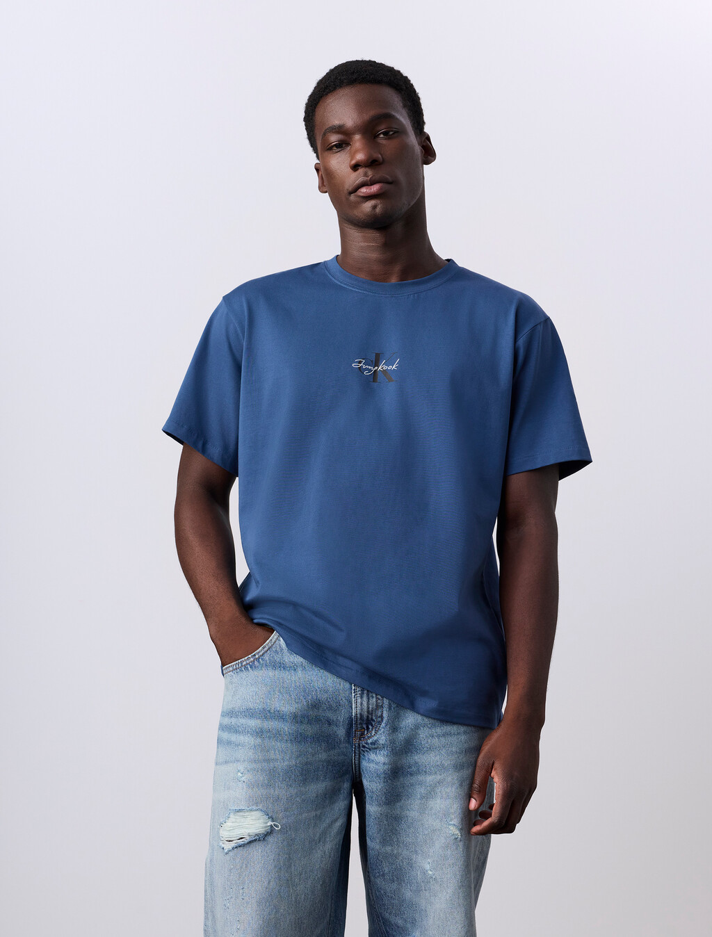 Jung Kook for Calvin Klein Monologo T-Shirt, Dark Denim, hi-res