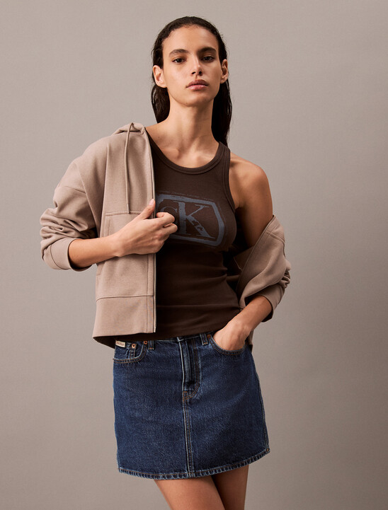 High Rise Denim Mini Skirt