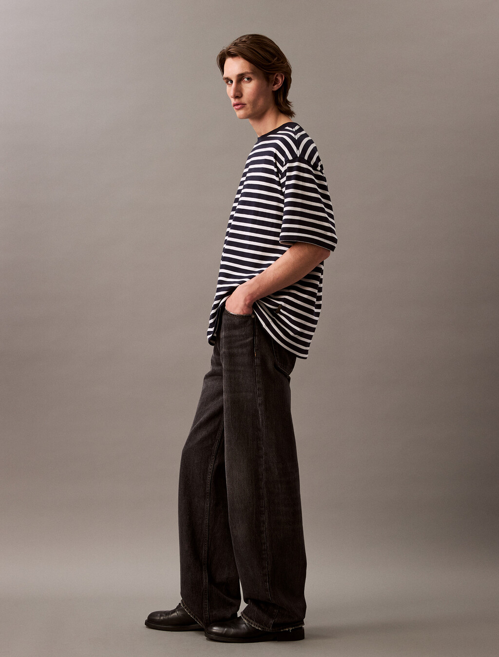 Bold Stripe Heavyweight Cotton Tee, Dark Sapphire, hi-res