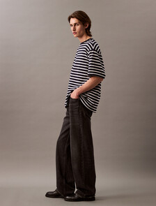 Bold Stripe Heavyweight Cotton Tee, Dark Sapphire, hi-res