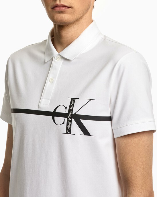 BLACK ARCHIVAL STRIPE MONOGRAM POLO