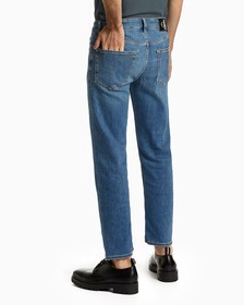 SLIM STRAIGHT CROPPED ITALIAN JEANS, Mid Blue, hi-res
