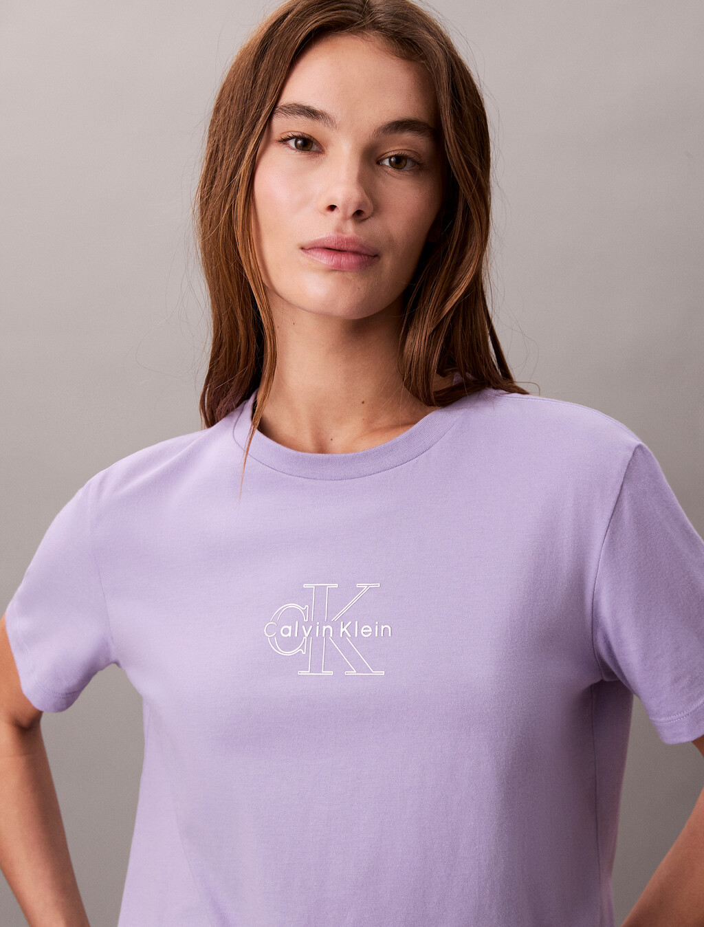 Glossy Metallic Logo T-shirt, Soft Lavender, hi-res