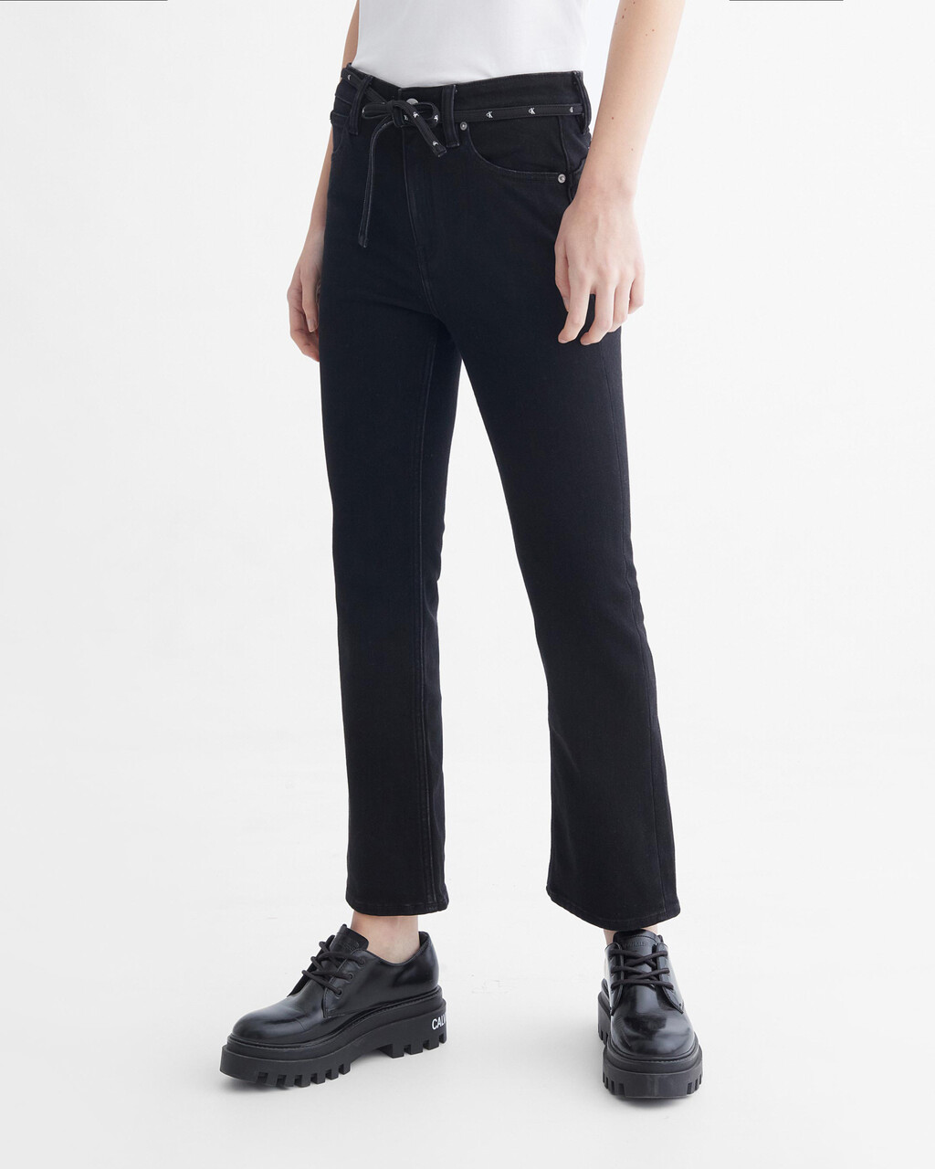 HIGH RISE SLIM BOOTCUT BODY JEANS, Washed Black Hem Embro, hi-res