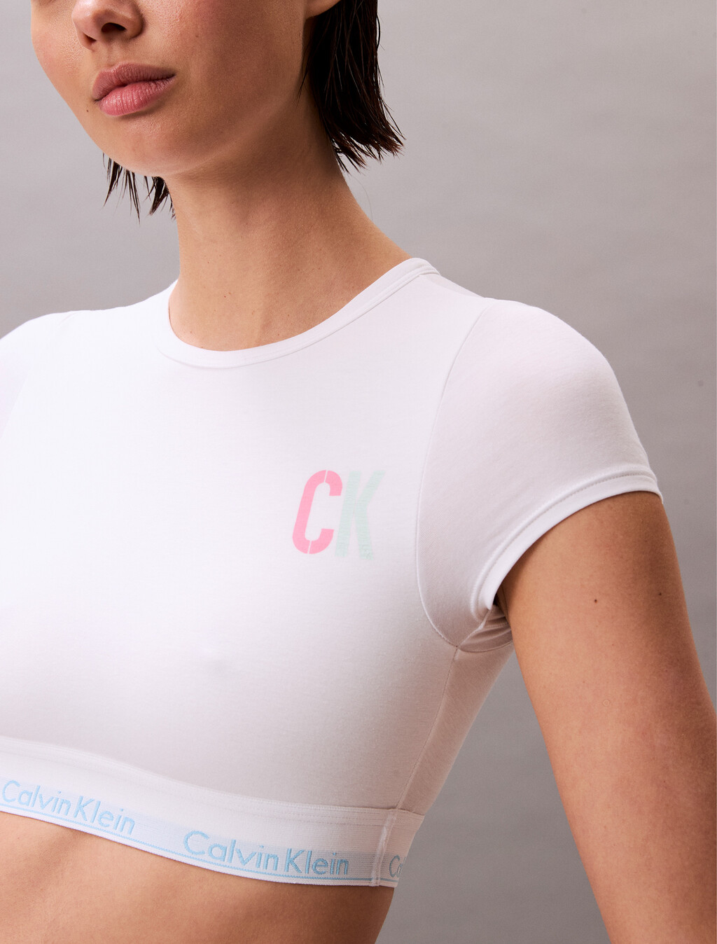 Pride Icon Cotton Modal Unlined T-Shirt Bralette, White, hi-res