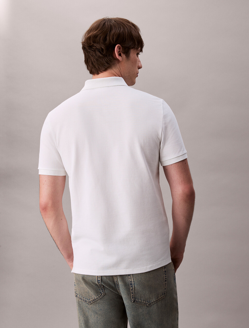 Monogram Cotton Pique Polo, Blanc De Blanc, hi-res