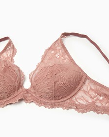 Seductive Comfort Lotus Floral Lightly Lined Plunge Bra, Red Grape, hi-res