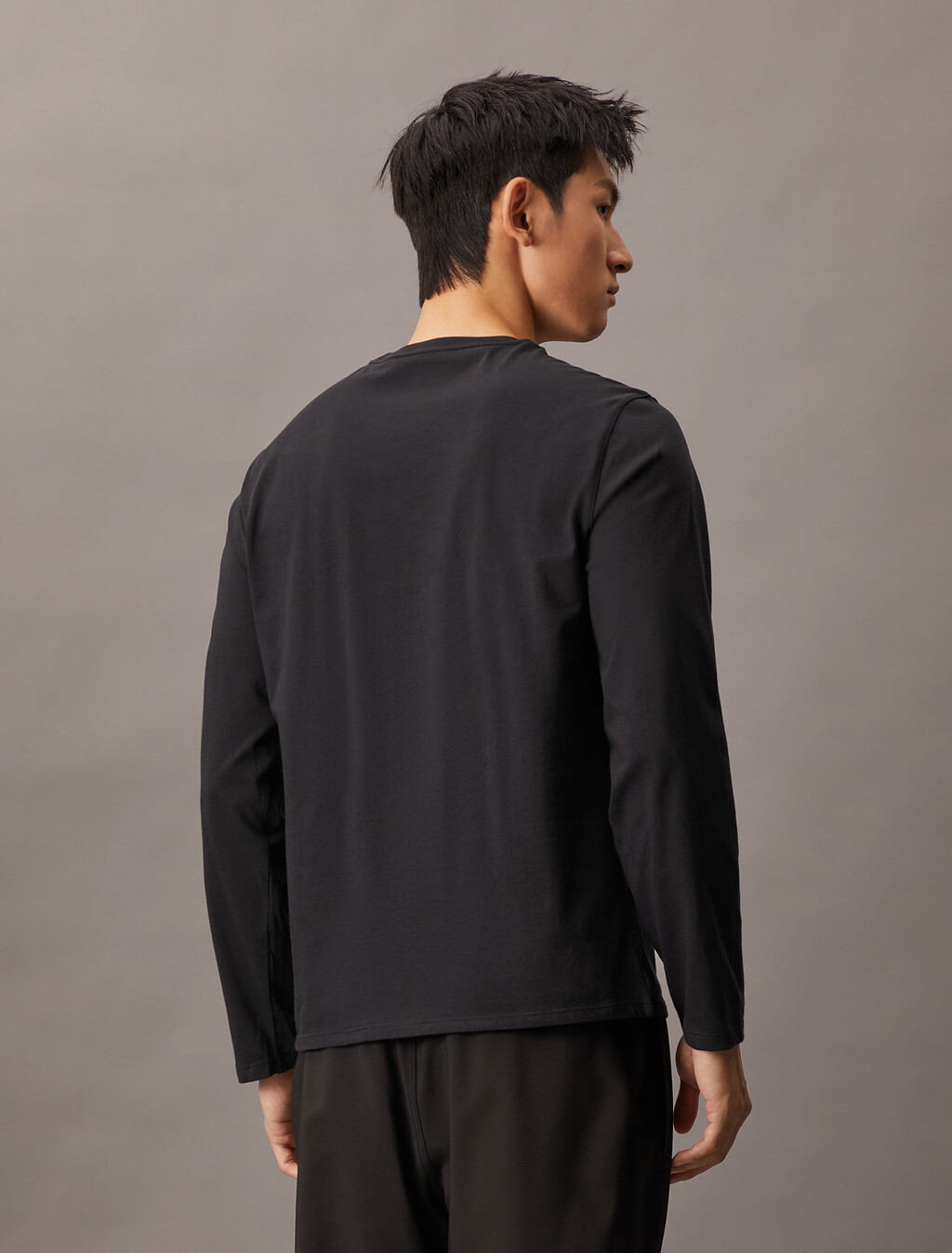 Logo Tape Long Sleeve Tee, Black Beauty, hi-res