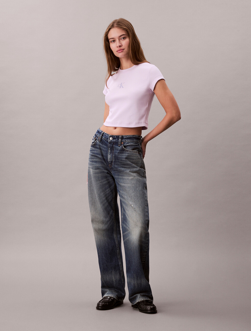 Slim Cropped Monogram T-shirt, Island Lilac, hi-res