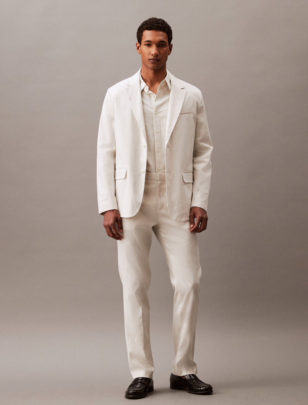 Linen Blend Blazer, White Onyx, hi-res