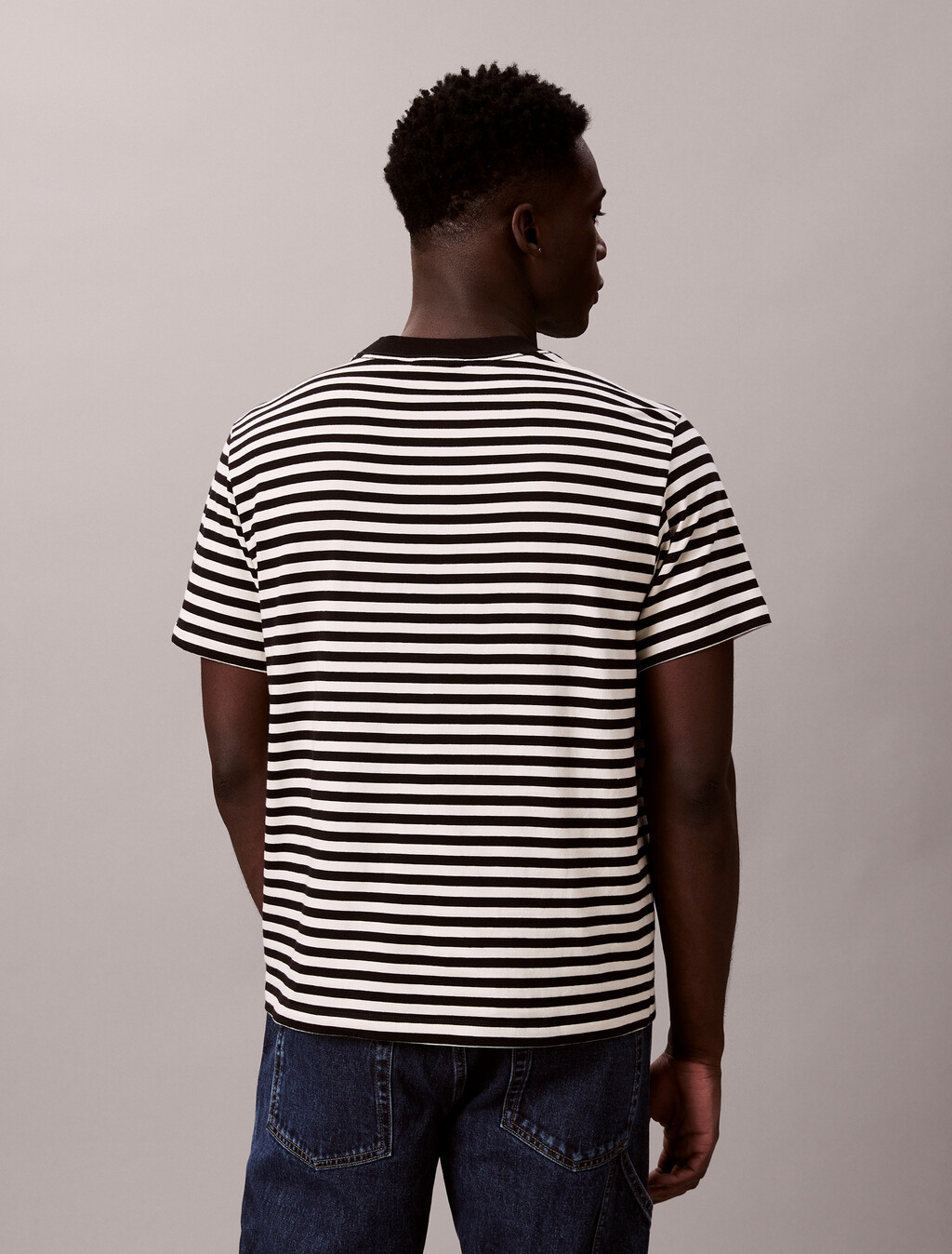 Monogram Logo Stripe Relaxed T-Shirt, Black, hi-res