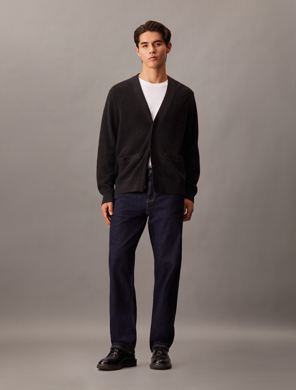 Monogram Relaxed Cardigan, Ck Black, hi-res