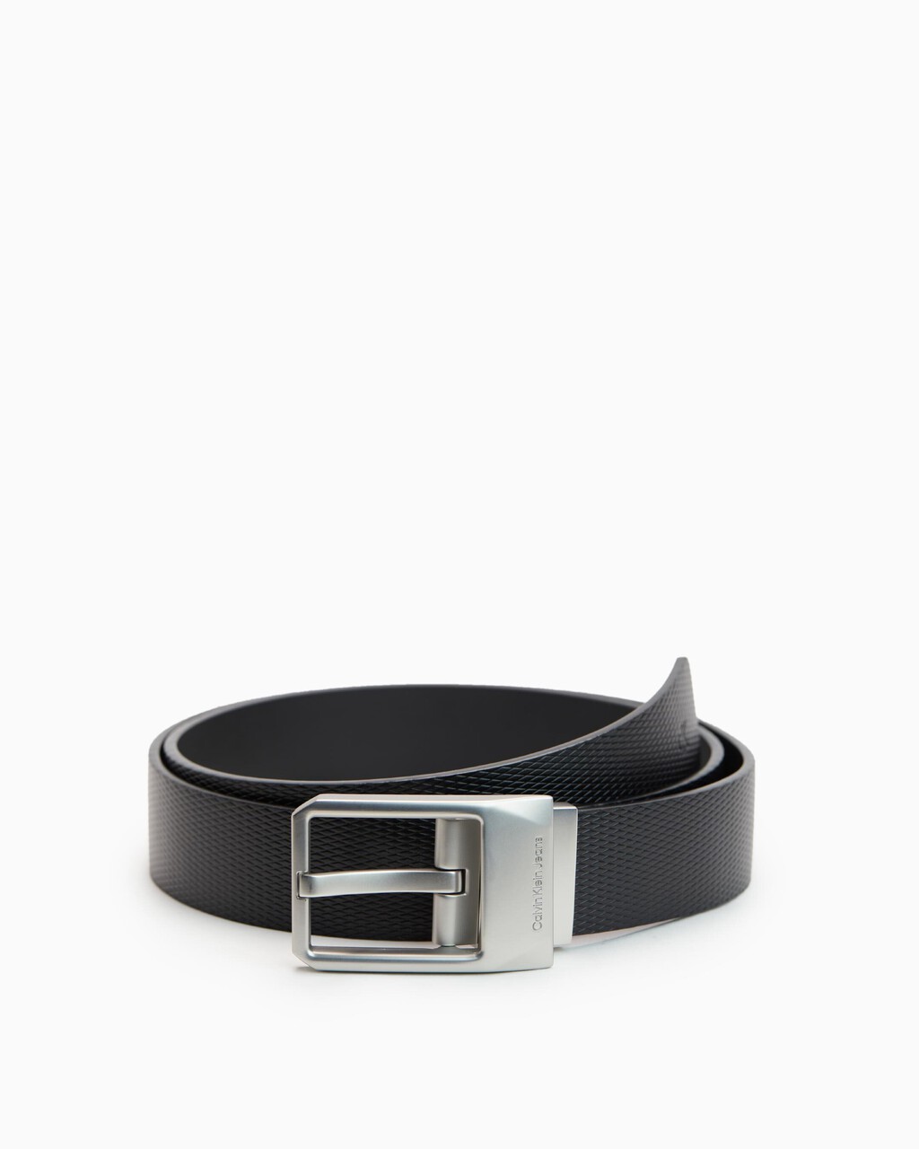 Classic Faceted Buckle Reversible Belt 3.5Cm, BLK/BLK TEX, hi-res
