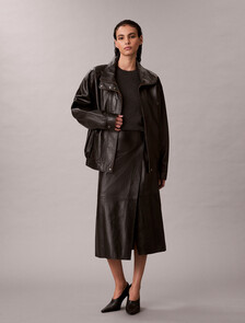 Relaxed Patent Leather Jacket, Black, hi-res