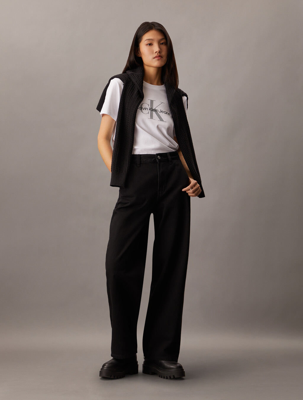 Black Relaxed Tailored Jeans, SOFT BLACK, hi-res