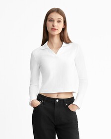 Monologo Rib Knit Slim Polo, Bright White, hi-res