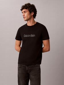 Graphic Double Knit Slim Tee, Black, hi-res