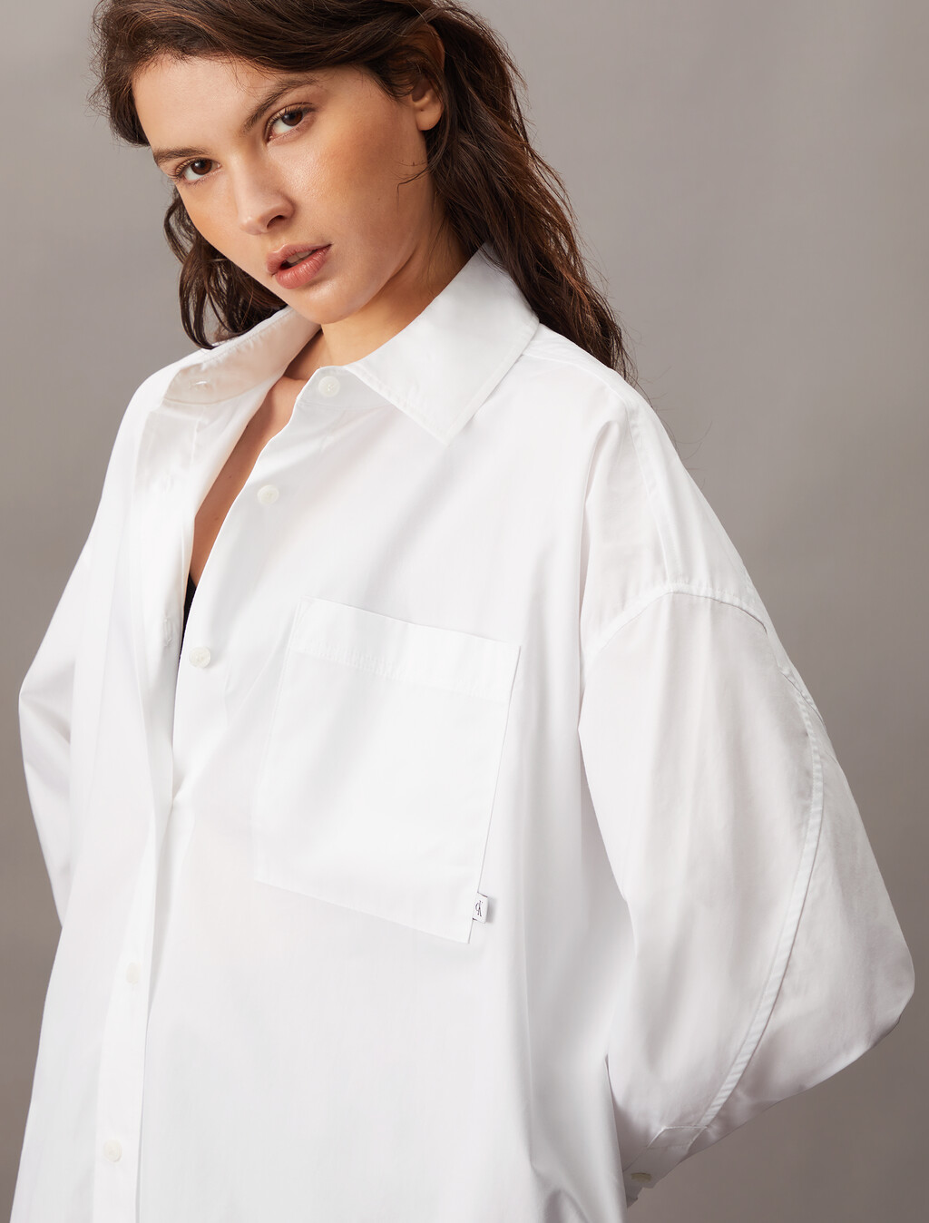 Poplin Shirt Dress, Brilliant White, hi-res