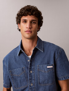 Boxy Denim Short Sleeve Shirt, BECKFORD BLUE, hi-res