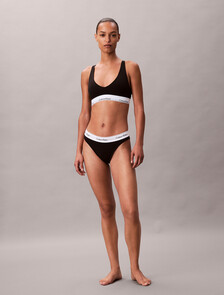 Unlined Triangle Bralette - Icon Cotton Modal, Black, hi-res