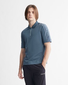 Zip Polo Shirt, DARK SLATE, hi-res