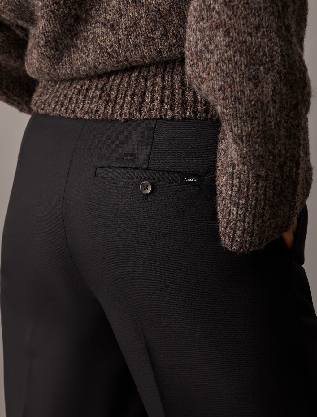 Coated Gabardine Flare Trousers, Black Beauty, hi-res