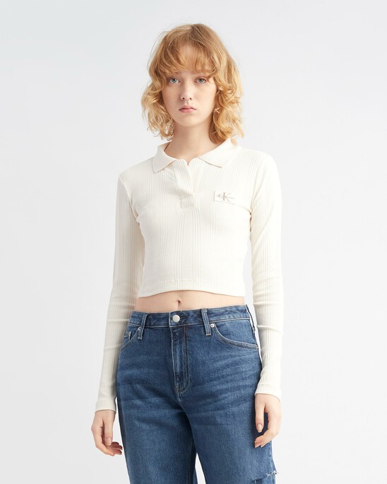 SMALL LOGO BADGE RIB KNIT TOP