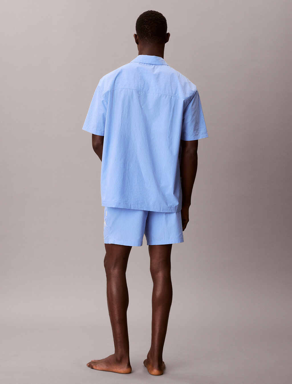 Cotton Crest Logo Pyjama Shorts, SLIM STRIPE BLUE DESCENT, hi-res