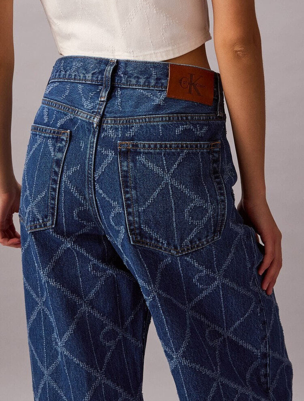 Allover Monogram Low Rise Baggy Jeans, CK ATLANTIC, hi-res