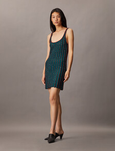 Crochet Beaded Tank Mini Dress, Maya Blue, hi-res