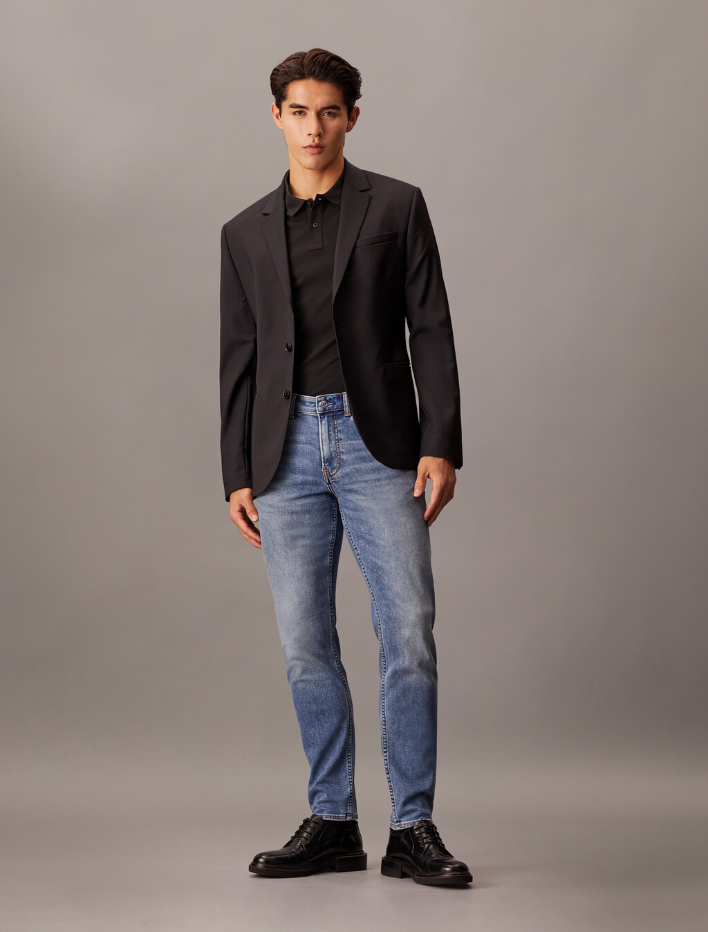 CK Badge Smooth Cotton Slim Polo, Ck Black, hi-res