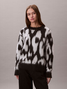 Brushed Alpaca Blend Printed Jumper, Brilliant White Combo, hi-res