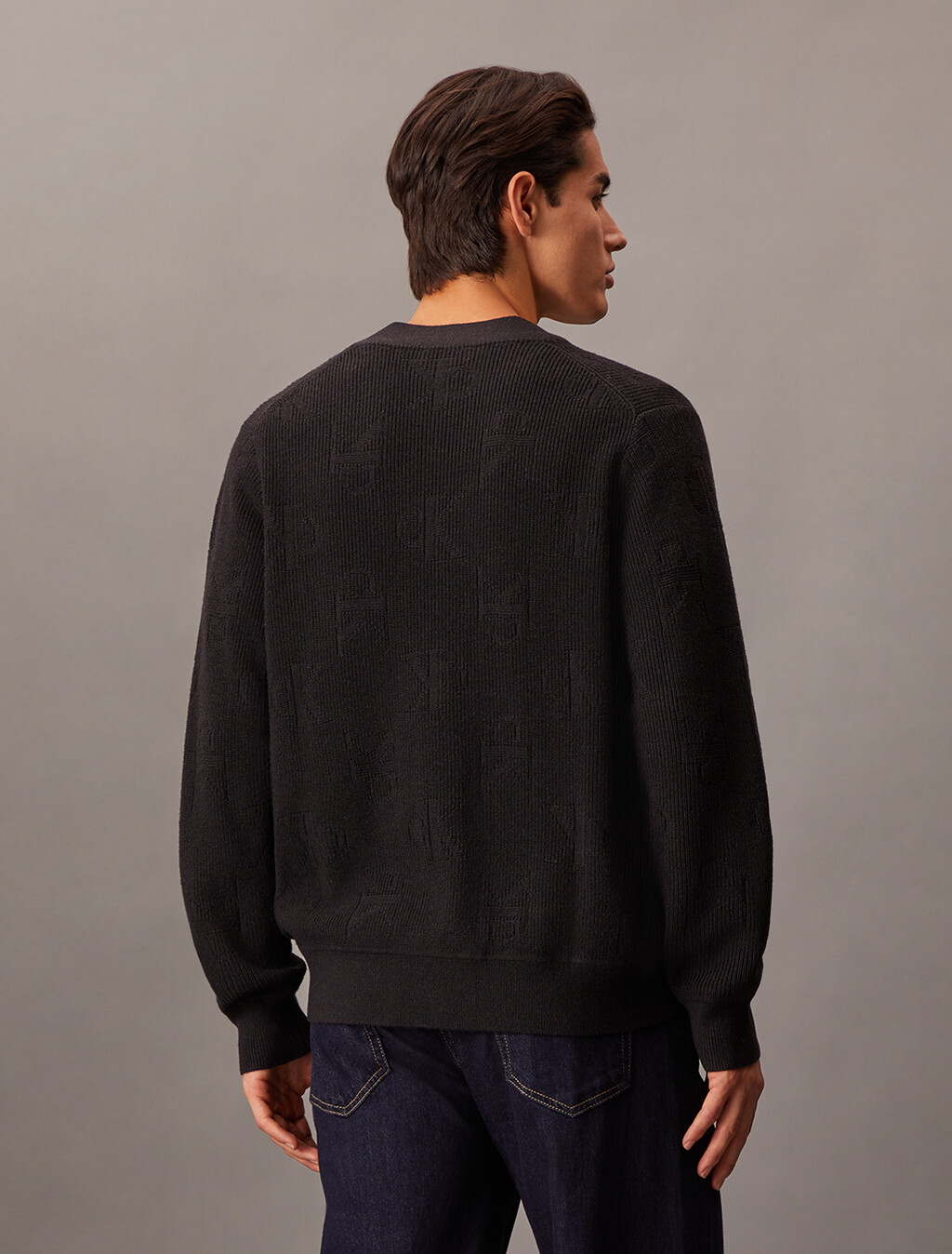 Monogram Relaxed Cardigan, Ck Black, hi-res